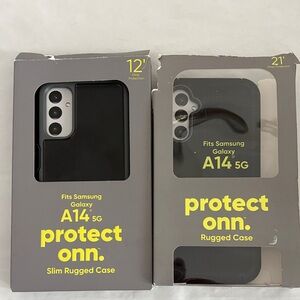 Onn Black Rugged Case for Samsung Galaxy A14 5G set of 2 new open box
